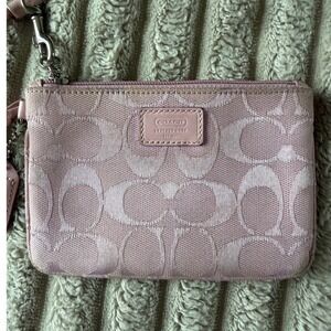 Coach Pink Signature C Jacquard Wristlet Pouch Wallet 6x4
